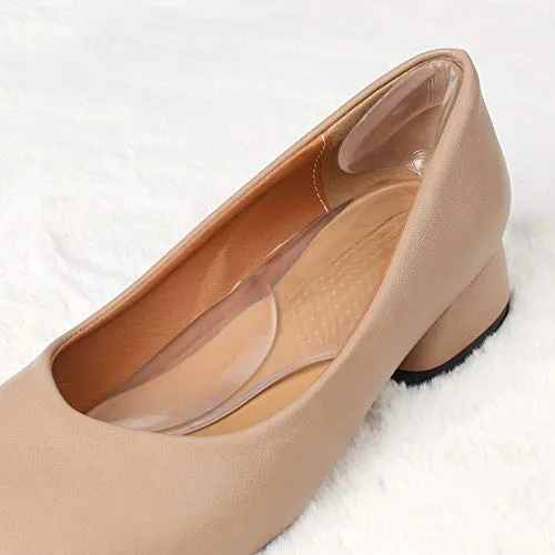 3 in 1 Arch Support Heel Cushion and Liner for Men and Women, Gel Shoe Heel Inserts (Beige)