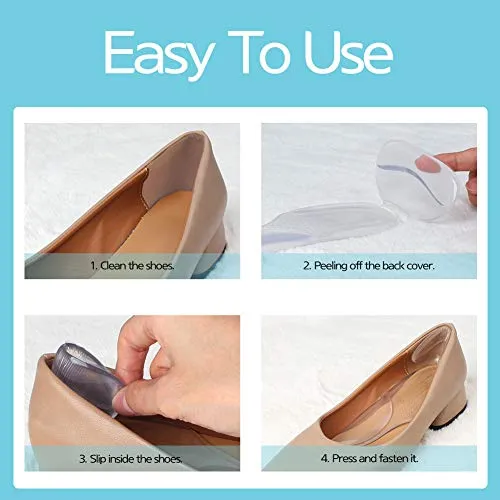 3 in 1 Arch Support Heel Cushion and Liner for Men and Women, Gel Shoe Heel Inserts (Beige)