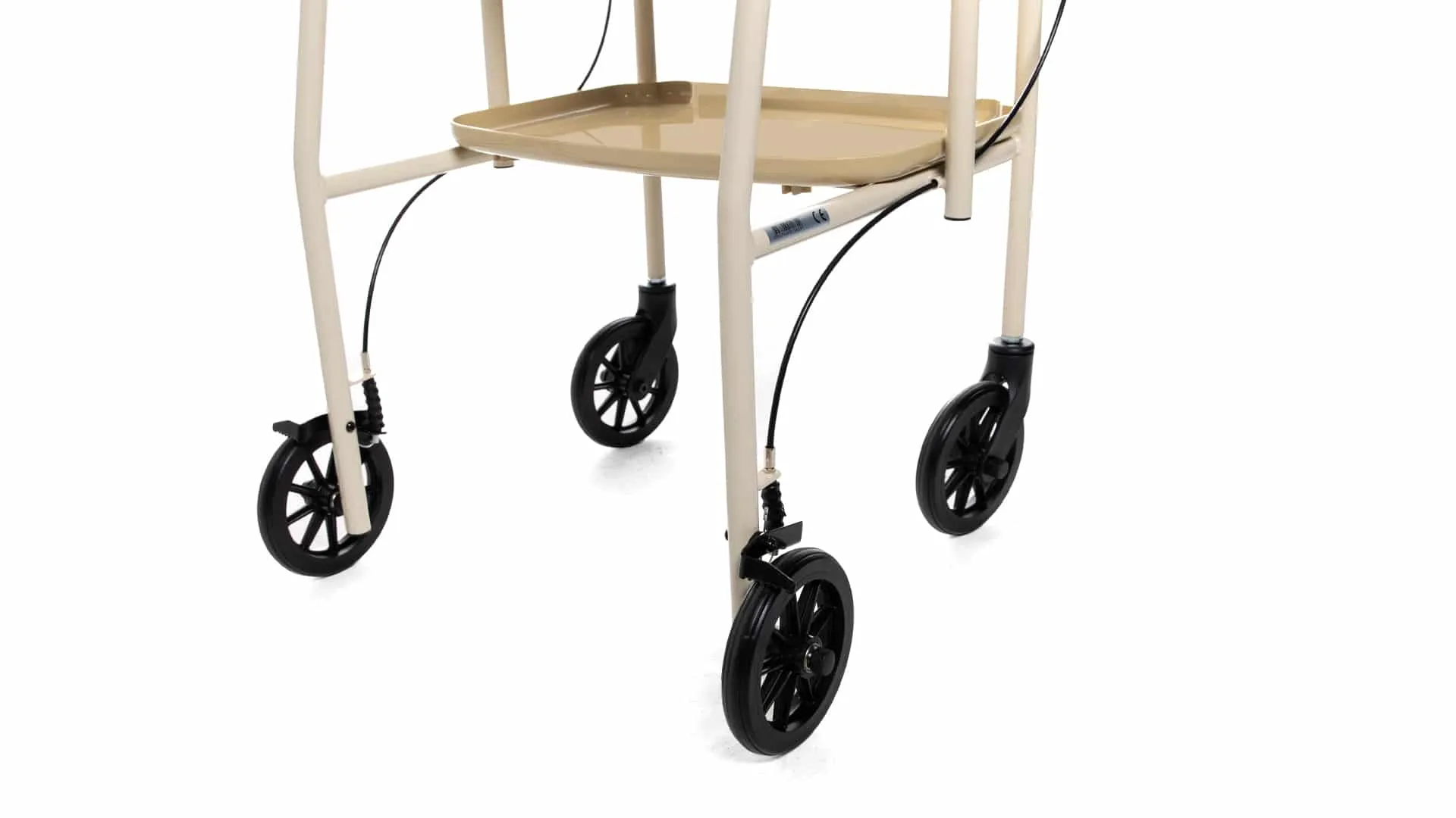 Adjustable Height Meal Tray Walker Trolley with Handbrakes