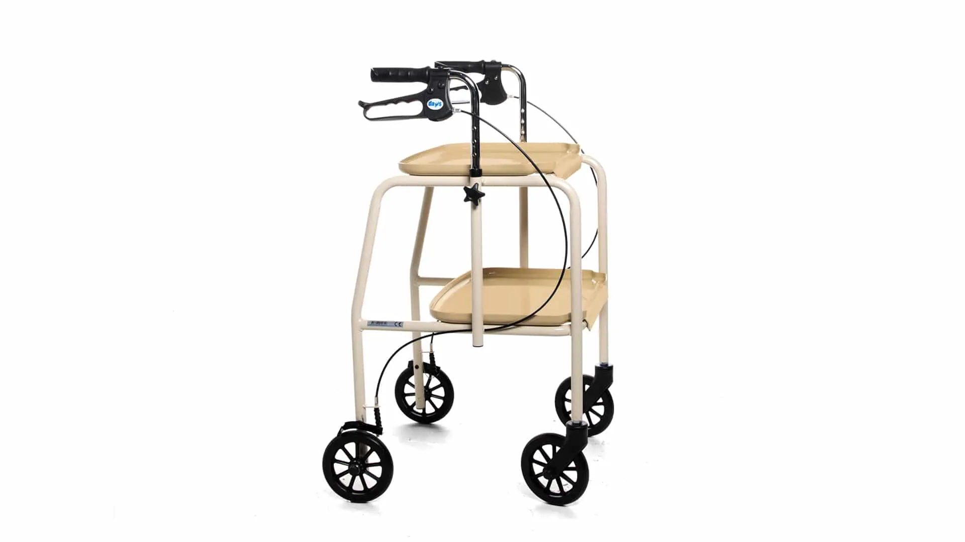 Adjustable Height Meal Tray Walker Trolley with Handbrakes
