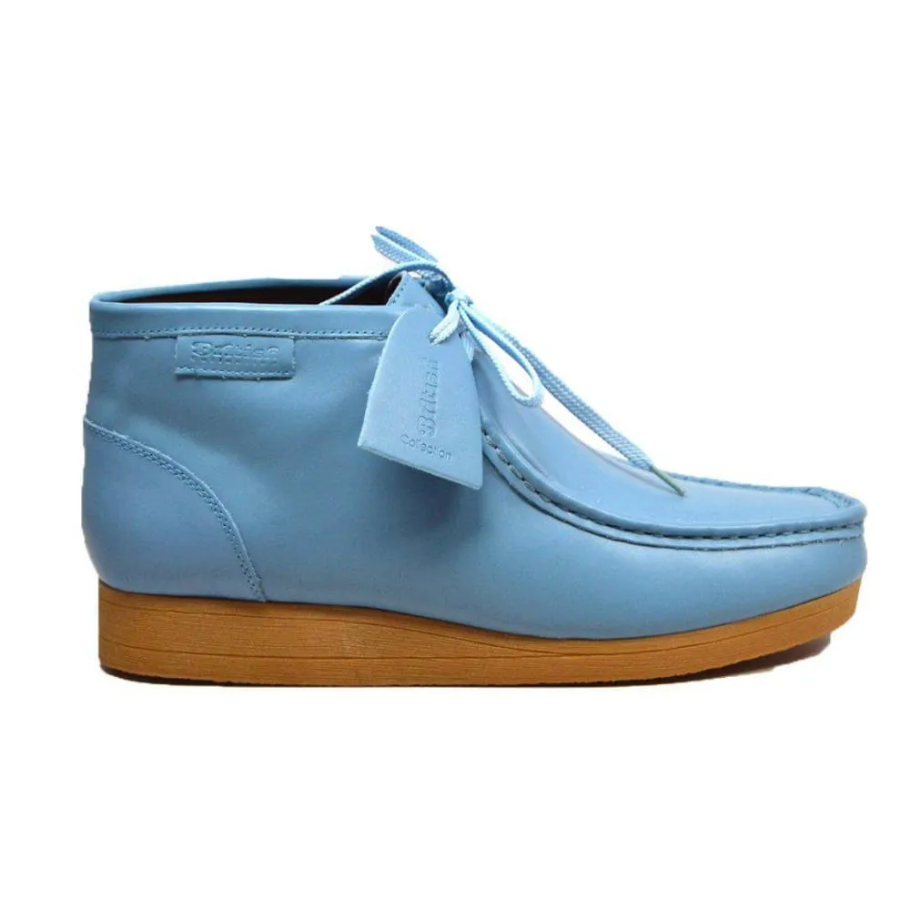 British Walkers New Castle 2 Wallabee Boots Men's Sky Blue Leather