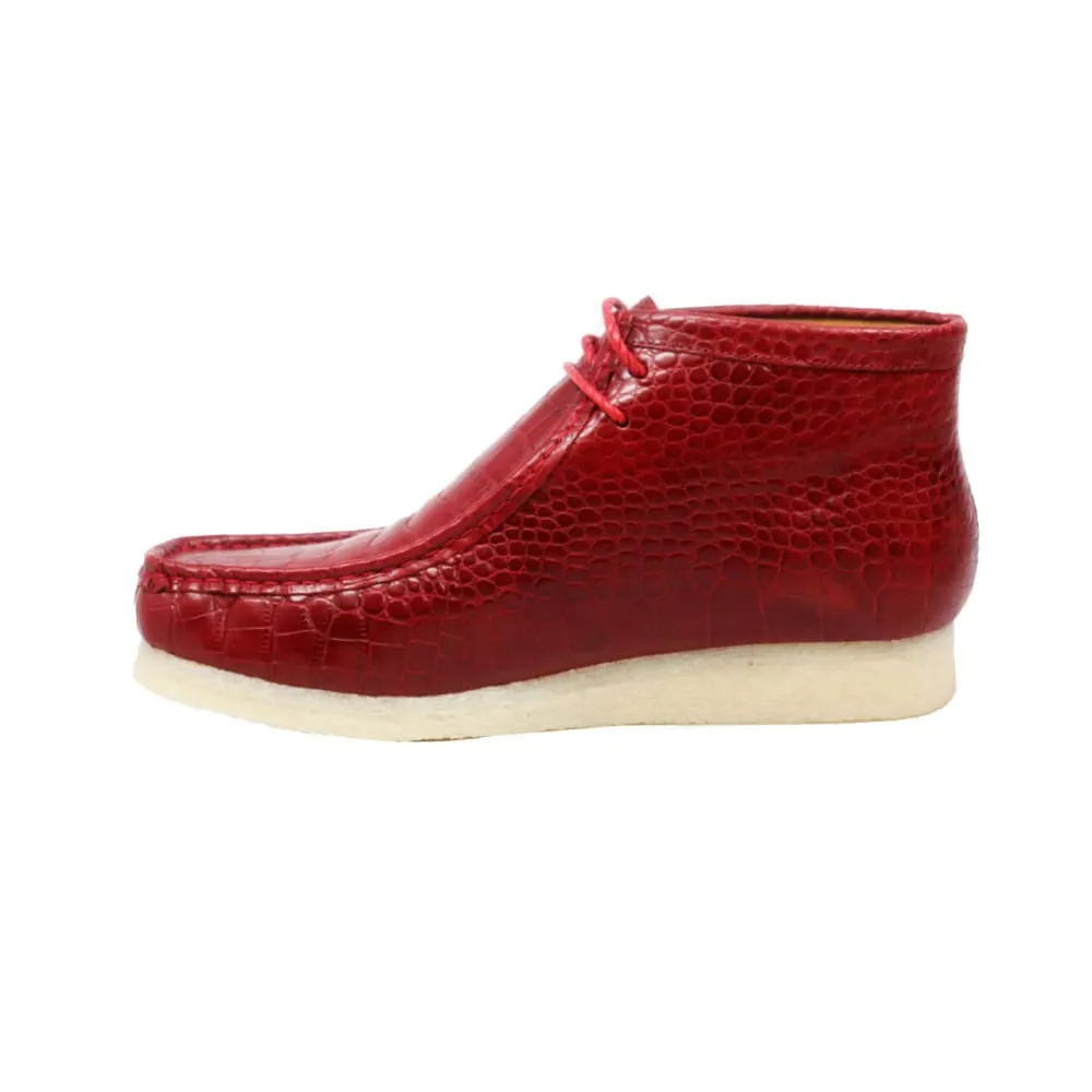 British Walkers Wallabee Boot Gators Men's Red Alligator Leather Limited Edition Style