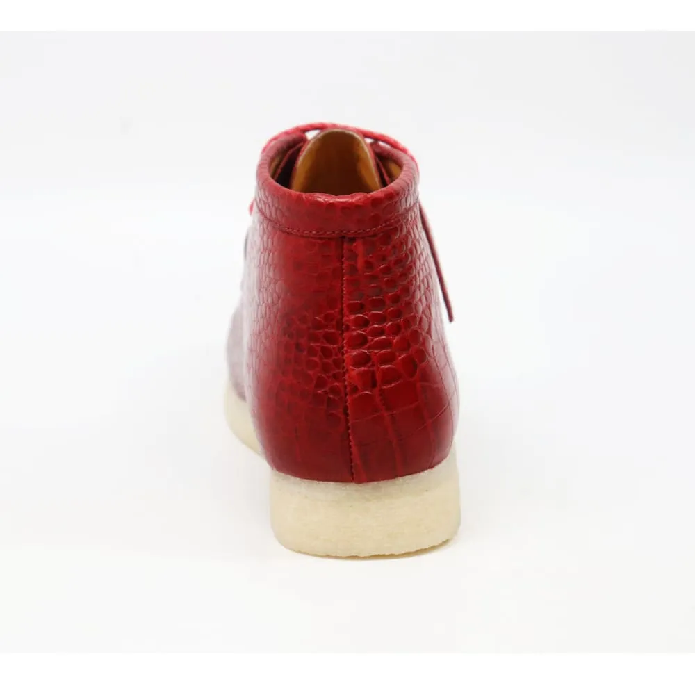 British Walkers Wallabee Boot Gators Men's Red Alligator Leather Limited Edition Style