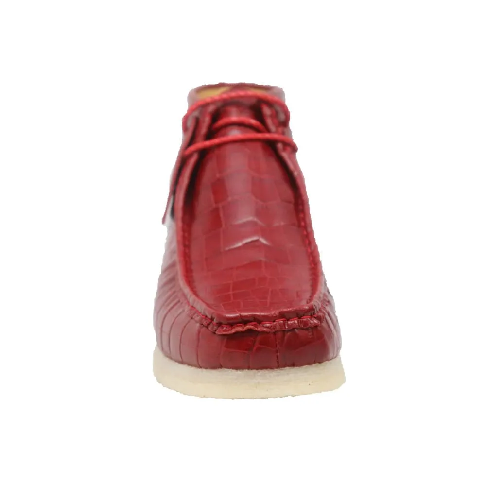 British Walkers Wallabee Boot Gators Men's Red Alligator Leather
