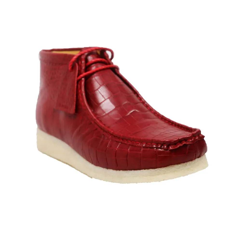 British Walkers Wallabee Boot Gators Men's Red Alligator Leather