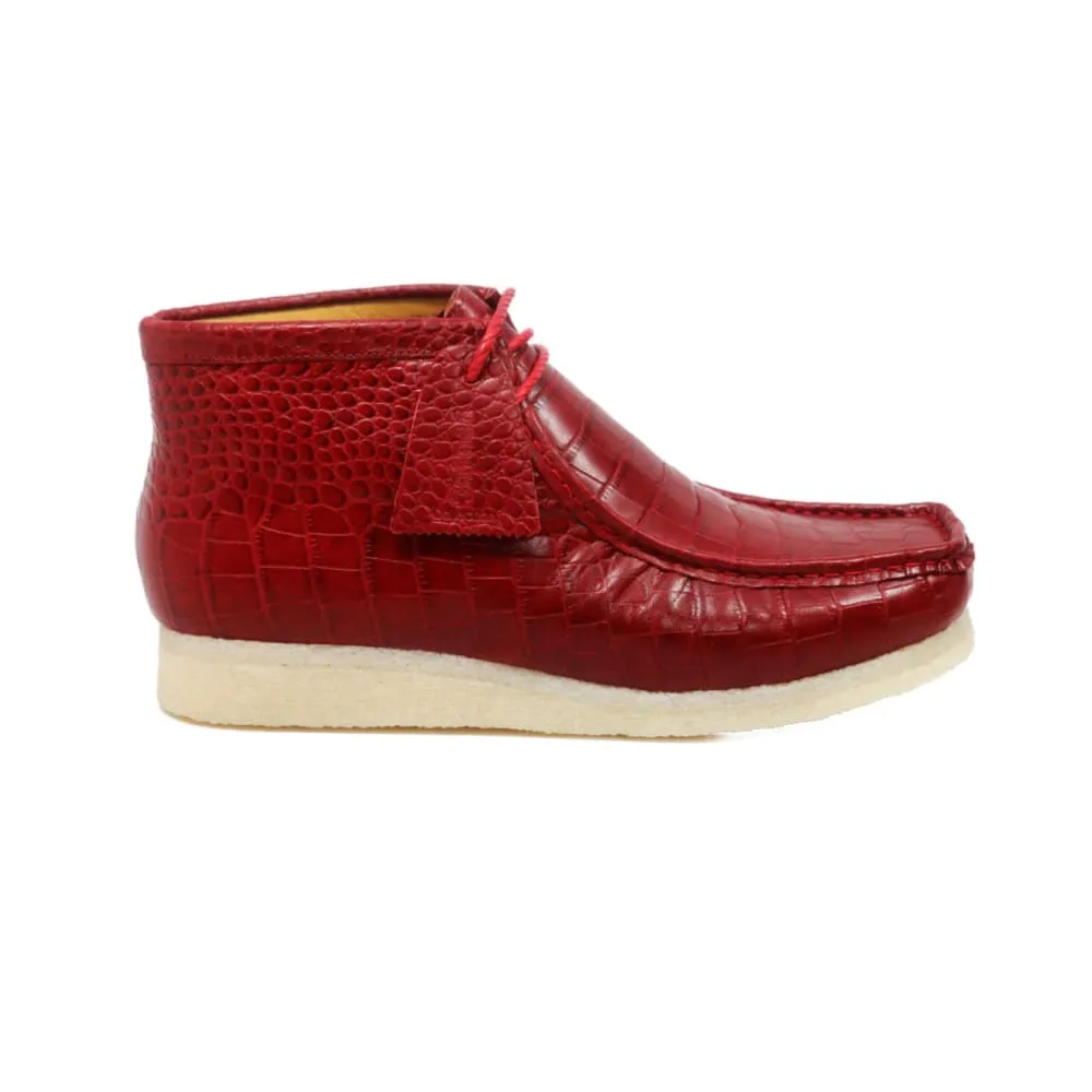 British Walkers Wallabee Boot Gators Men's Red Alligator Leather