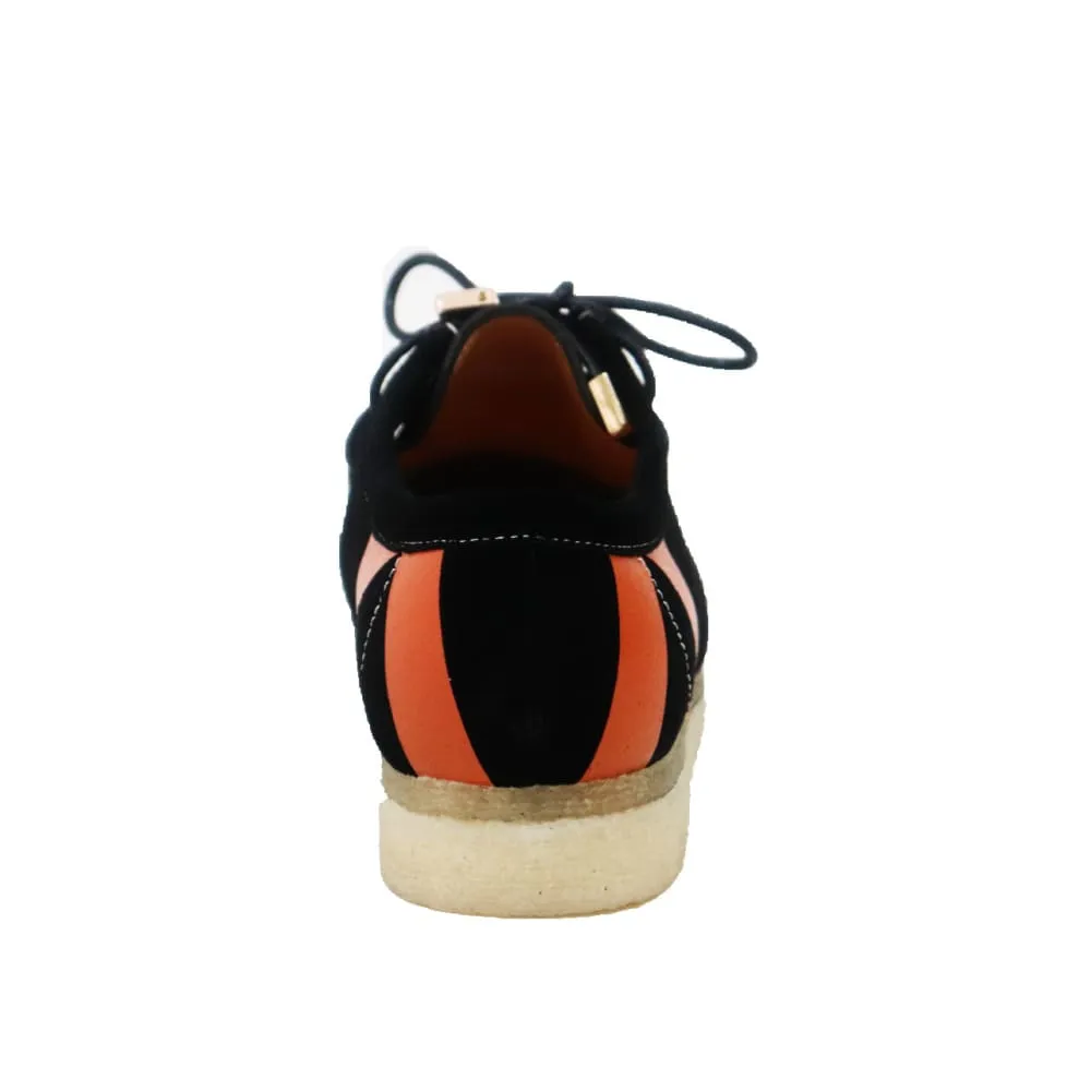 British Walkers Wallabee Low Top Walker Stripe Men's Black and Orange Striped Suede