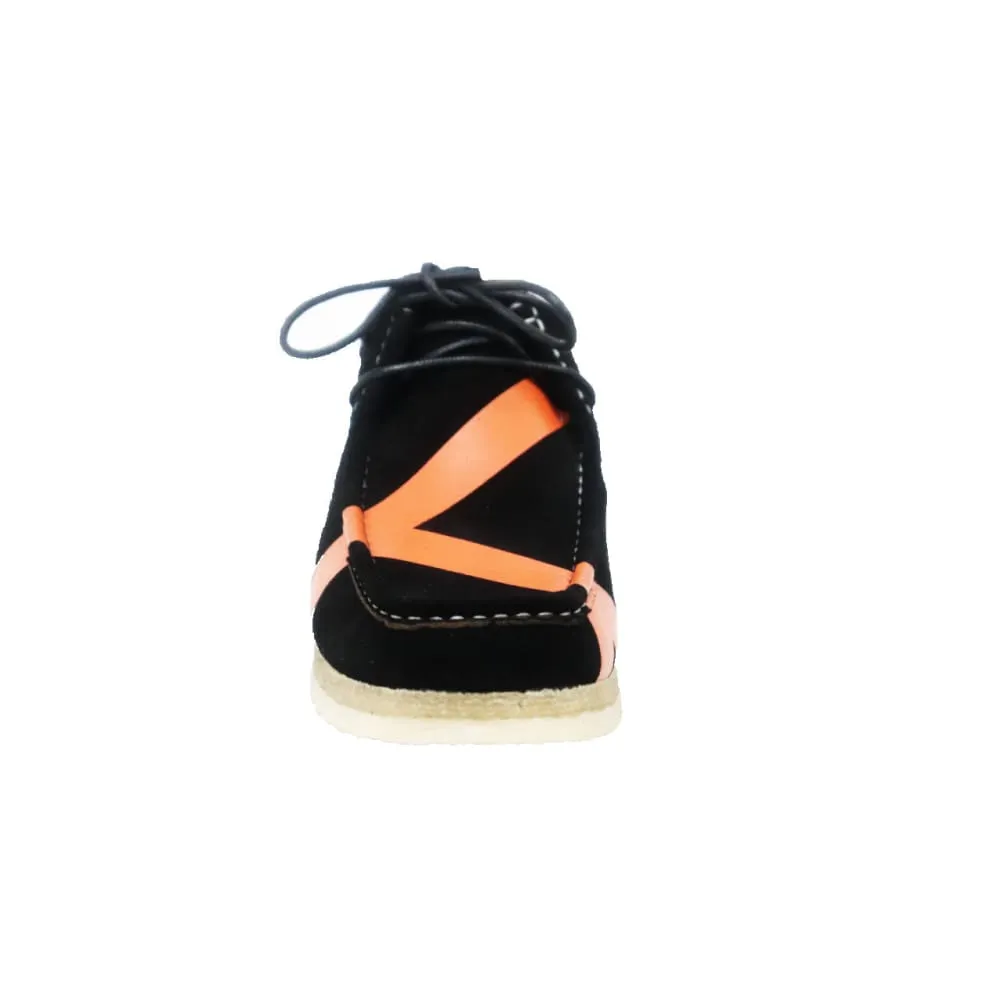 British Walkers Wallabee Low Top Walker Stripe Men's Black and Orange Striped Suede