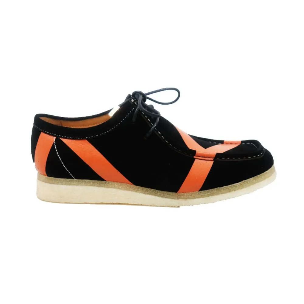 British Walkers Wallabee Low Top Walker Stripe Men's Black and Orange Striped Suede