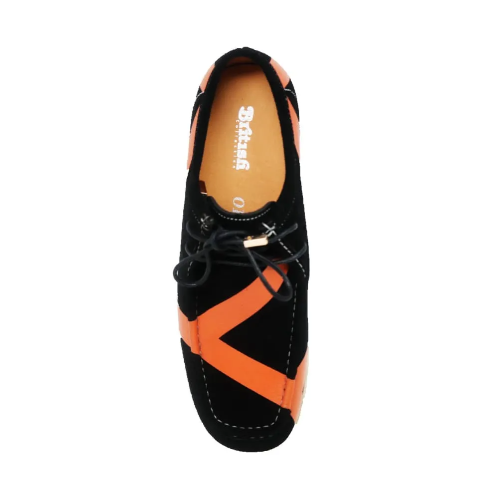 British Walkers Wallabee Low Top Walker Stripe Men's Black and Orange Striped Suede