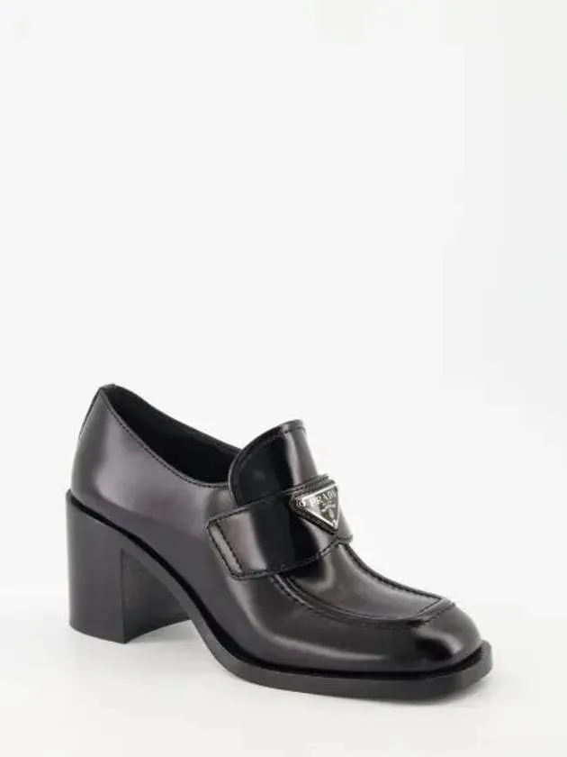 Brushed Leather Loafers Pumps Black