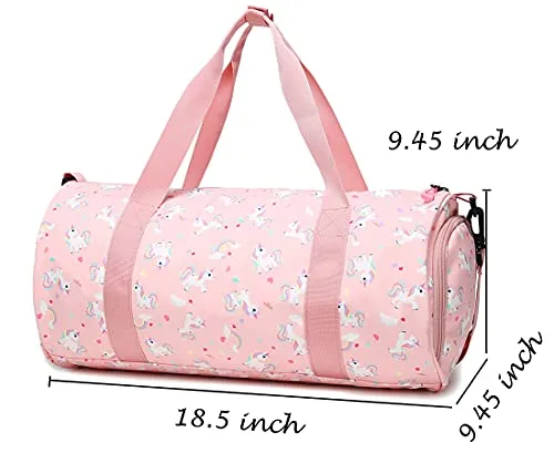 Choco Mocha Kids Duffle Bag for Girls Unicorn Duffle Bags for Girls Overnight Bag for Toddler Girl Duffel Bag Kids Travel Bags Weekender Weekend Bag for Little Teenage Girls Gym Bag Baby Sleepover Gift, Pink
