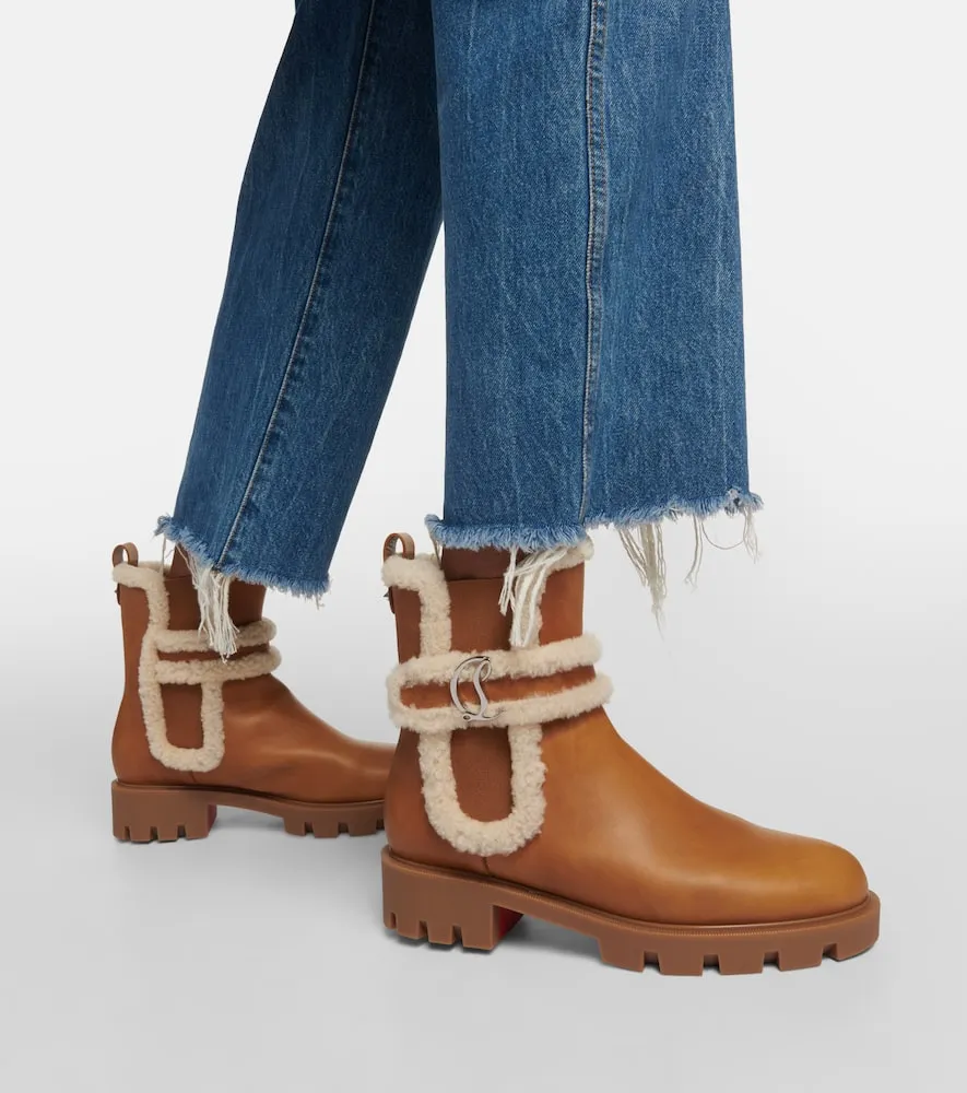 Christian Louboutin CL Chelsea shearling-trimmed ankle boots