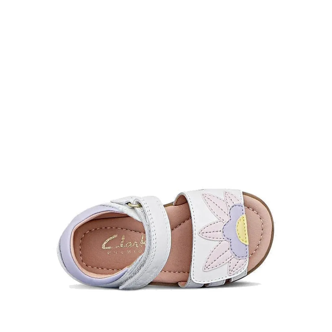Clarks - Saskia White Toddlers Leather Sandal E Average Width