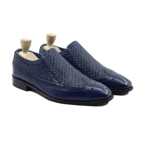 Denton - Men's Blue Hand Woven Calf Leather Loafer