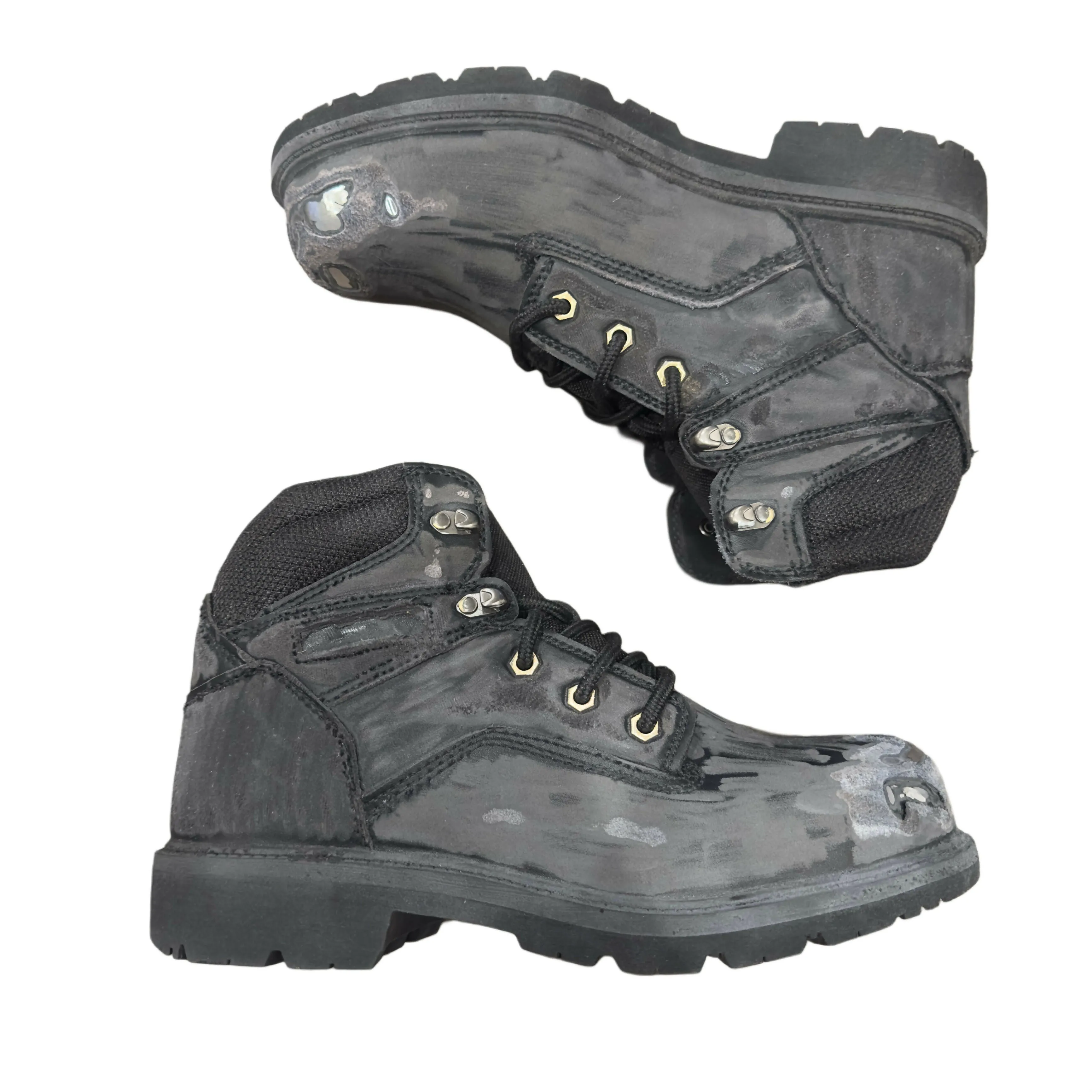 distressed steel toe boots