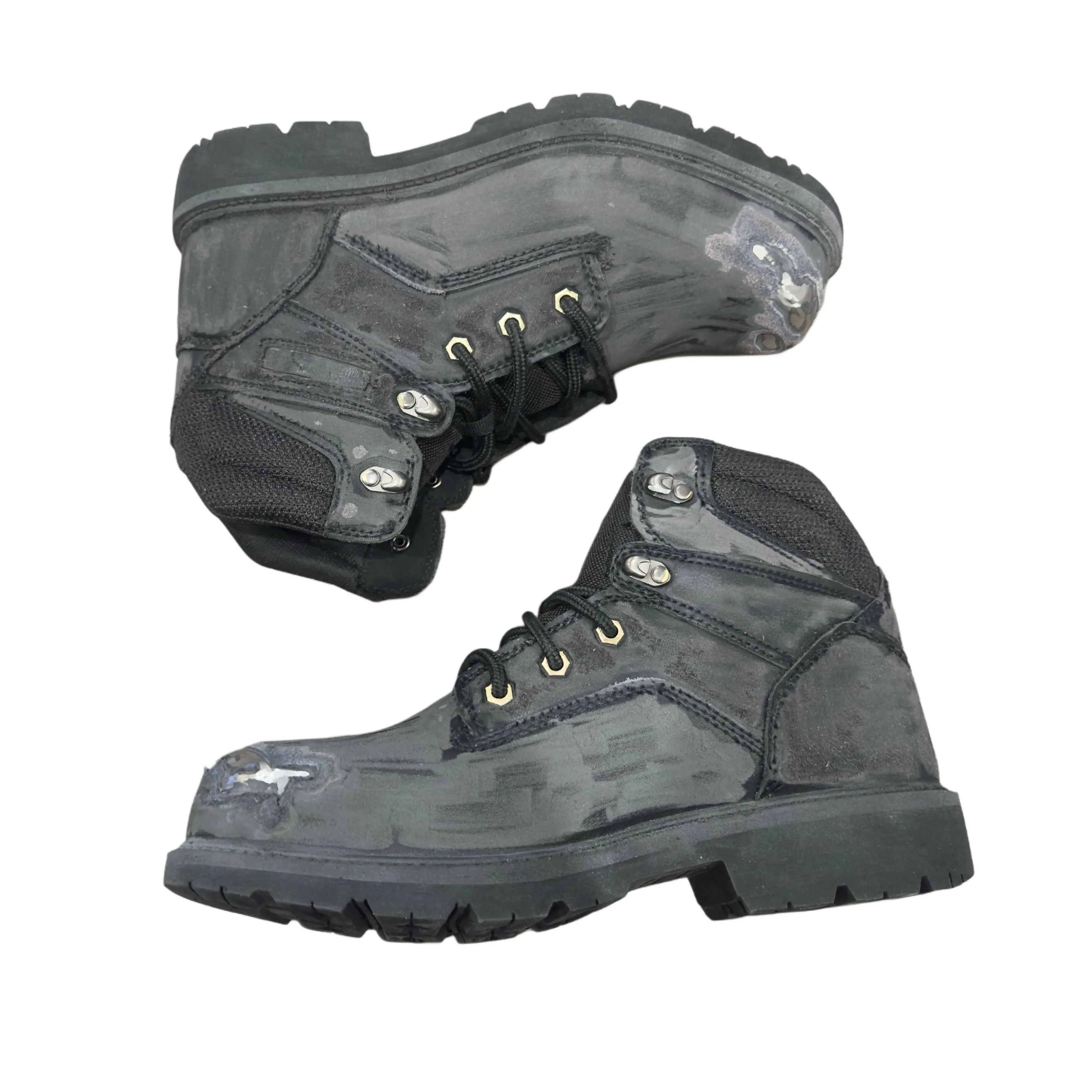 distressed steel toe boots