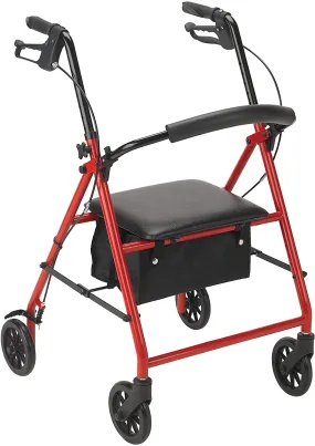 Drive 4 Wheel Rollator, Red, 1 Each