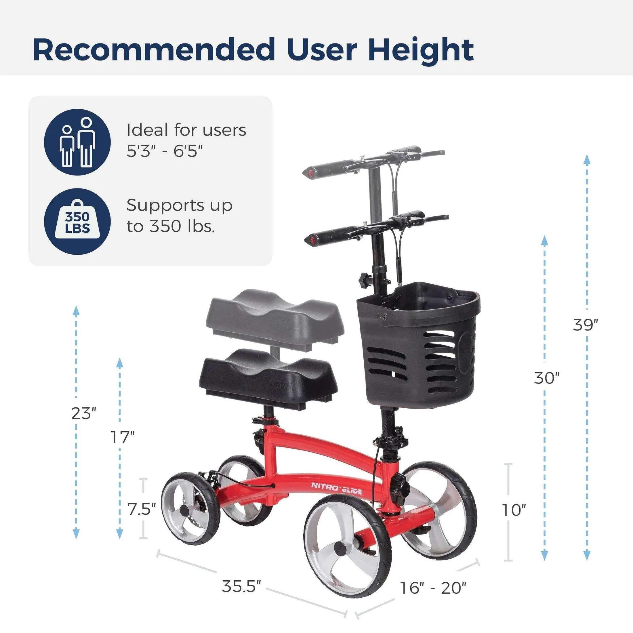 Drive Medical Nitro Glide Knee Walker Knee Scooter Crutch Alternative