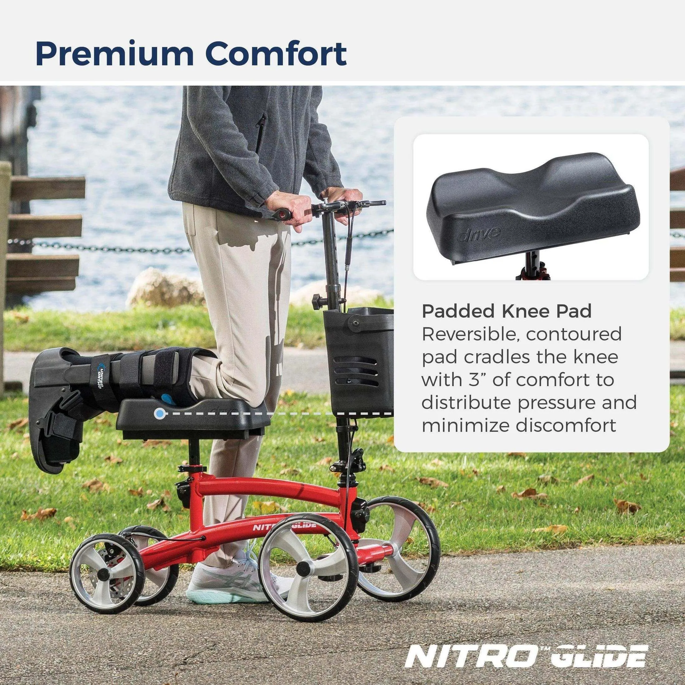 Drive Medical Nitro Glide Knee Walker Knee Scooter Crutch Alternative