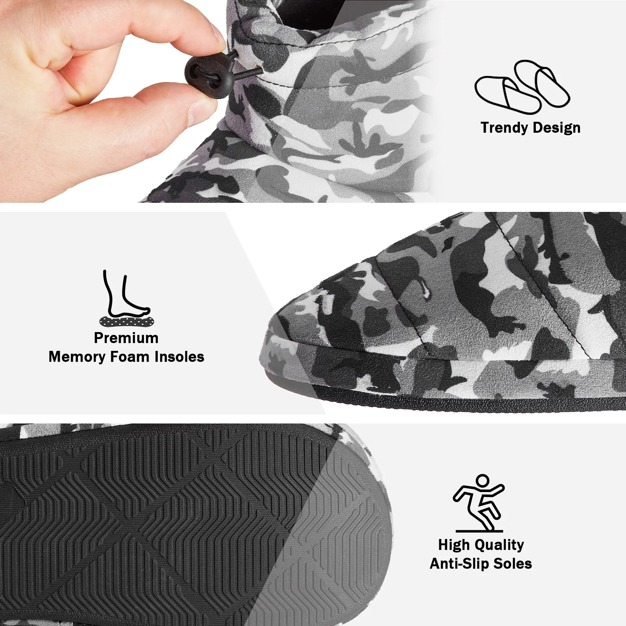 DUNLOP Slippers for Men, Fluffy Mens Slipper Warm and Cosy Winter House Boots