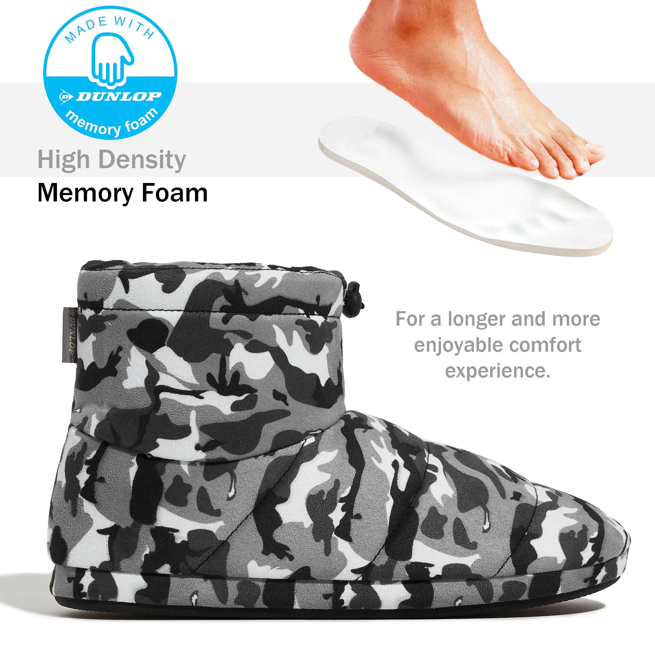 DUNLOP Slippers for Men, Fluffy Mens Slipper Warm and Cosy Winter House Boots
