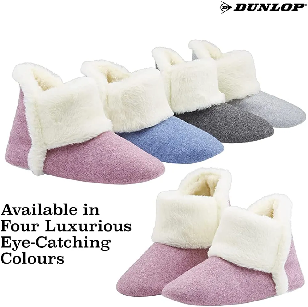 Dunlop Women's Slippers, Fluffy Slipper Boots with Memory Foam Insoles