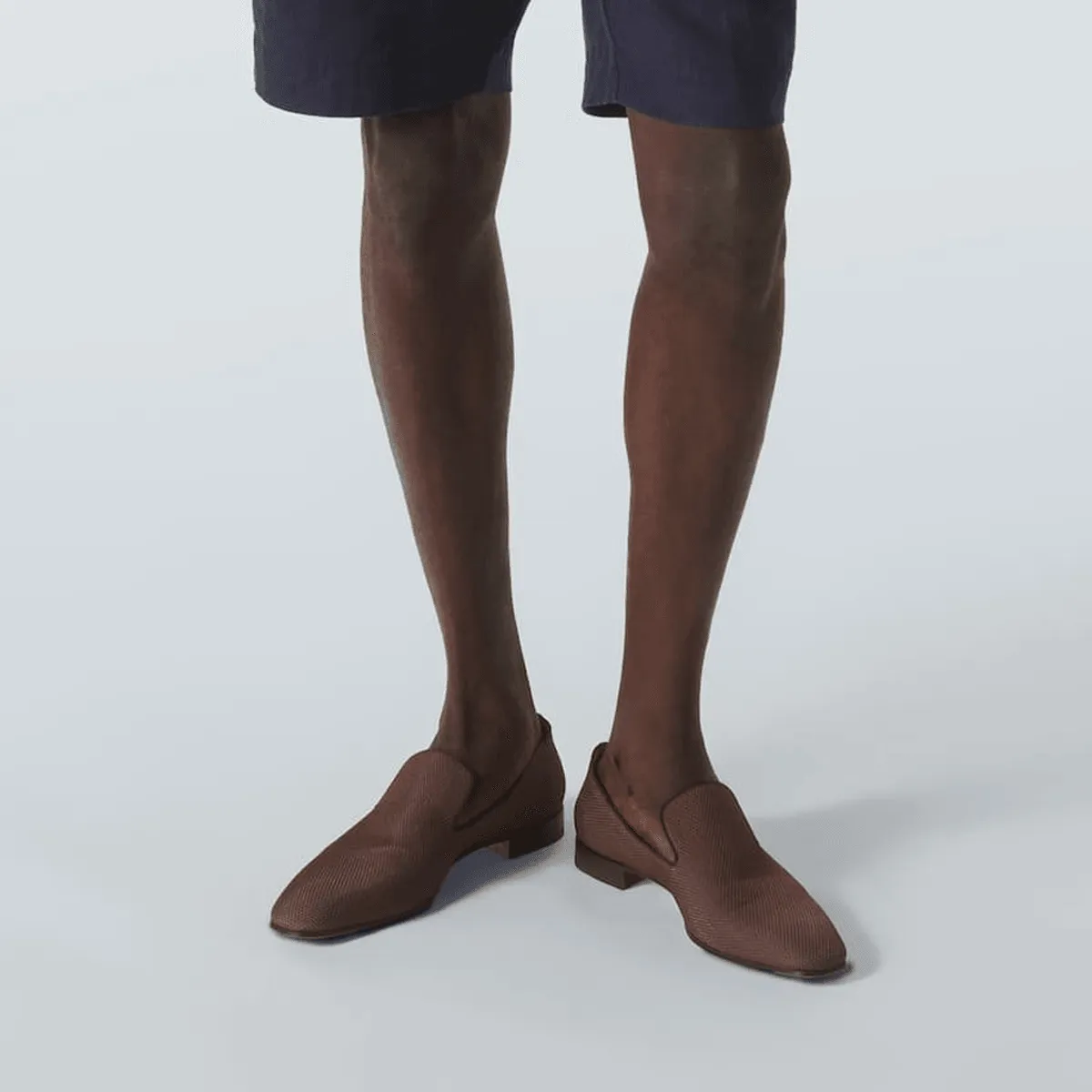 Fabric Flat Loafers Calf Low Top
