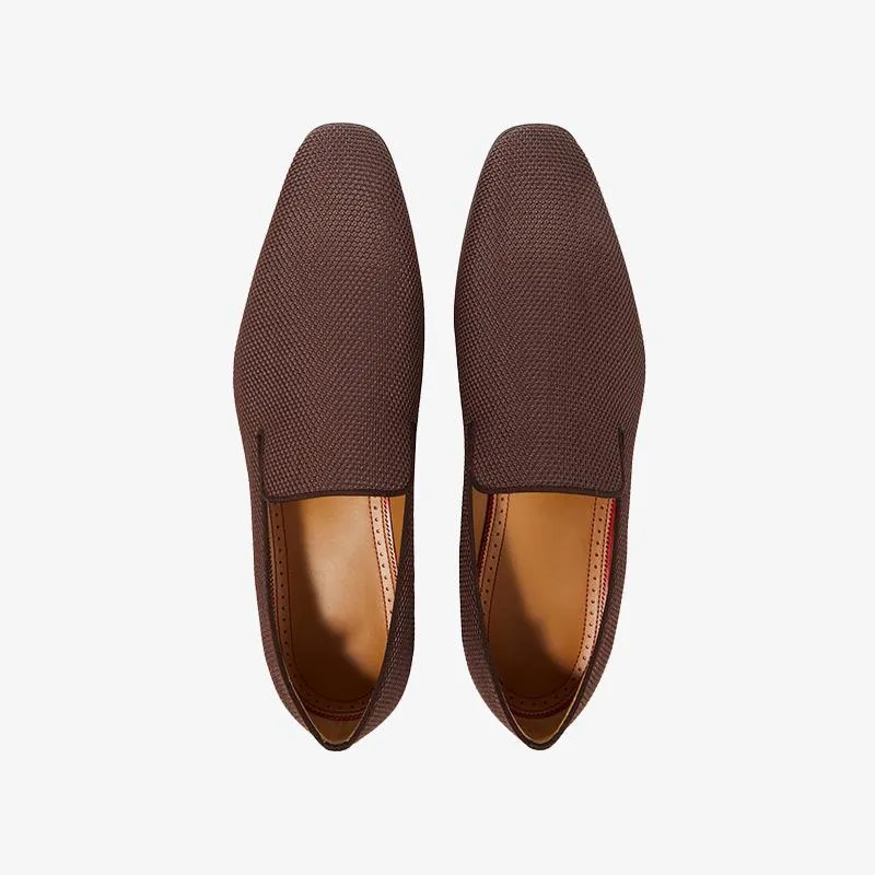 Fabric Flat Loafers Calf Low Top