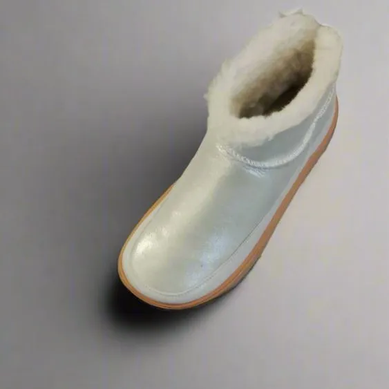 Fitflop Gen-FF Ultra-Mini Metallic D/Faced Shearling Boots In Silver
