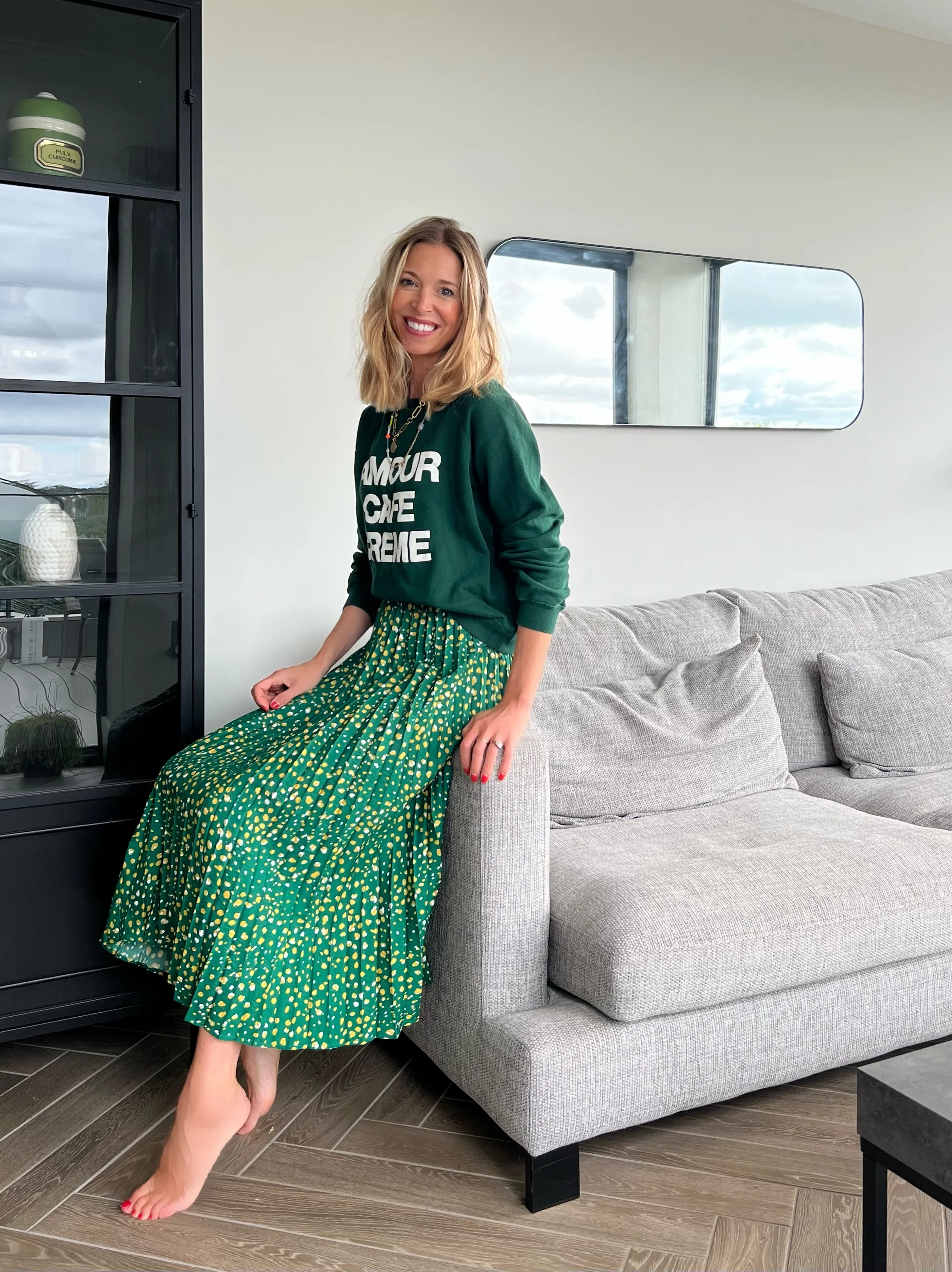 Gill - Pleated Skirt - Green Terrazzo