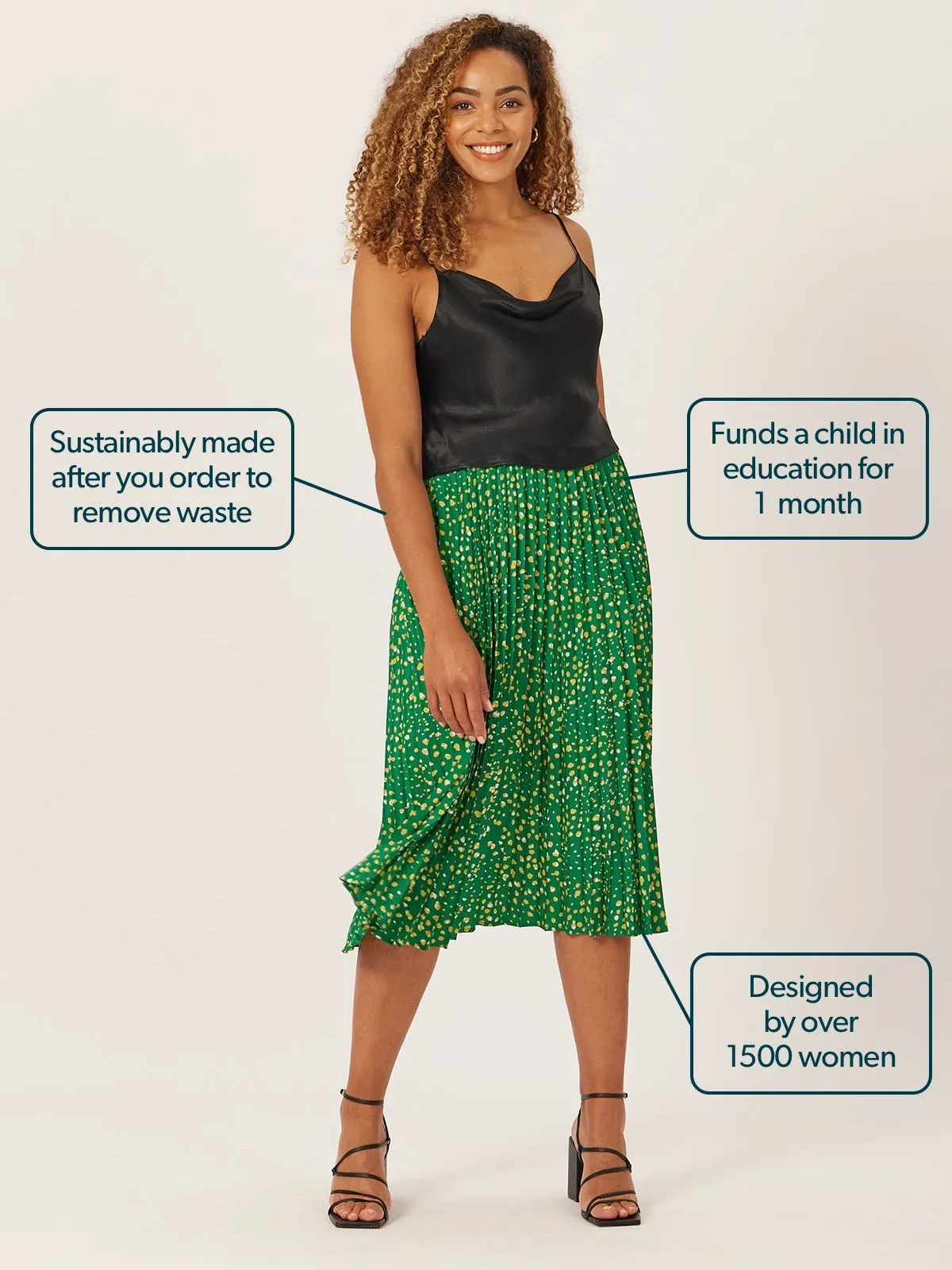 Gill - Pleated Skirt - Green Terrazzo