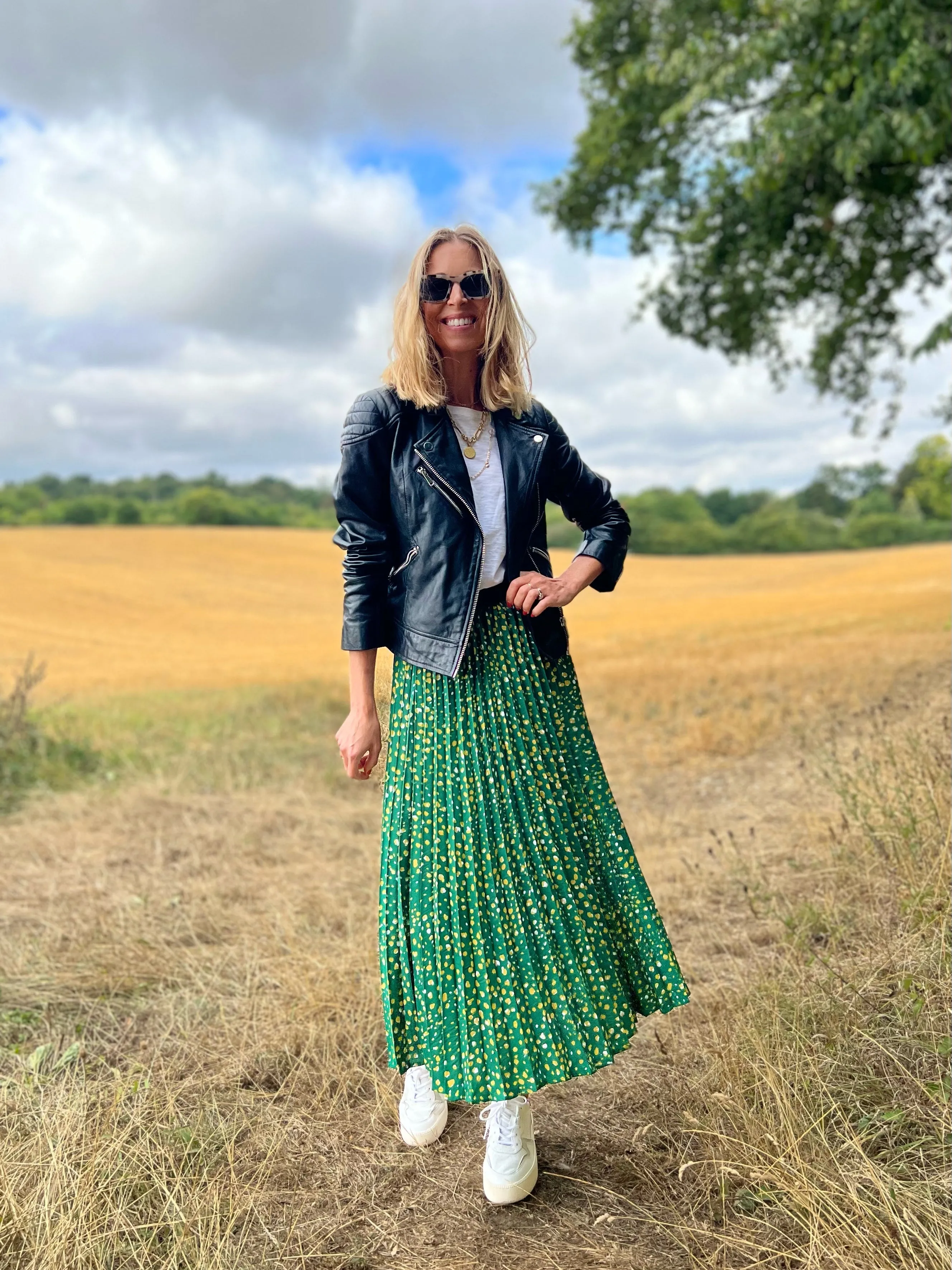 Gill - Pleated Skirt - Green Terrazzo
