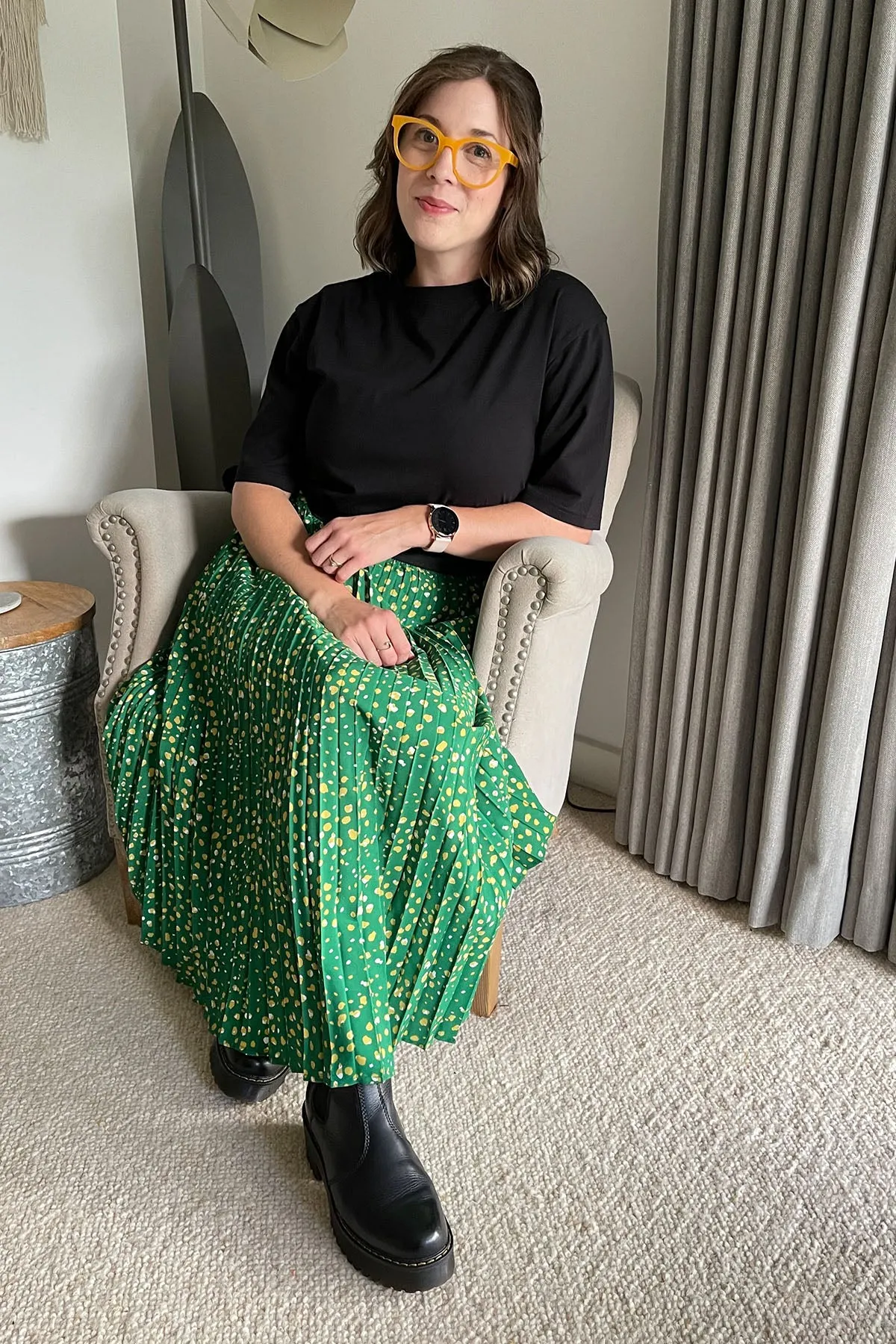 Gill - Pleated Skirt - Green Terrazzo