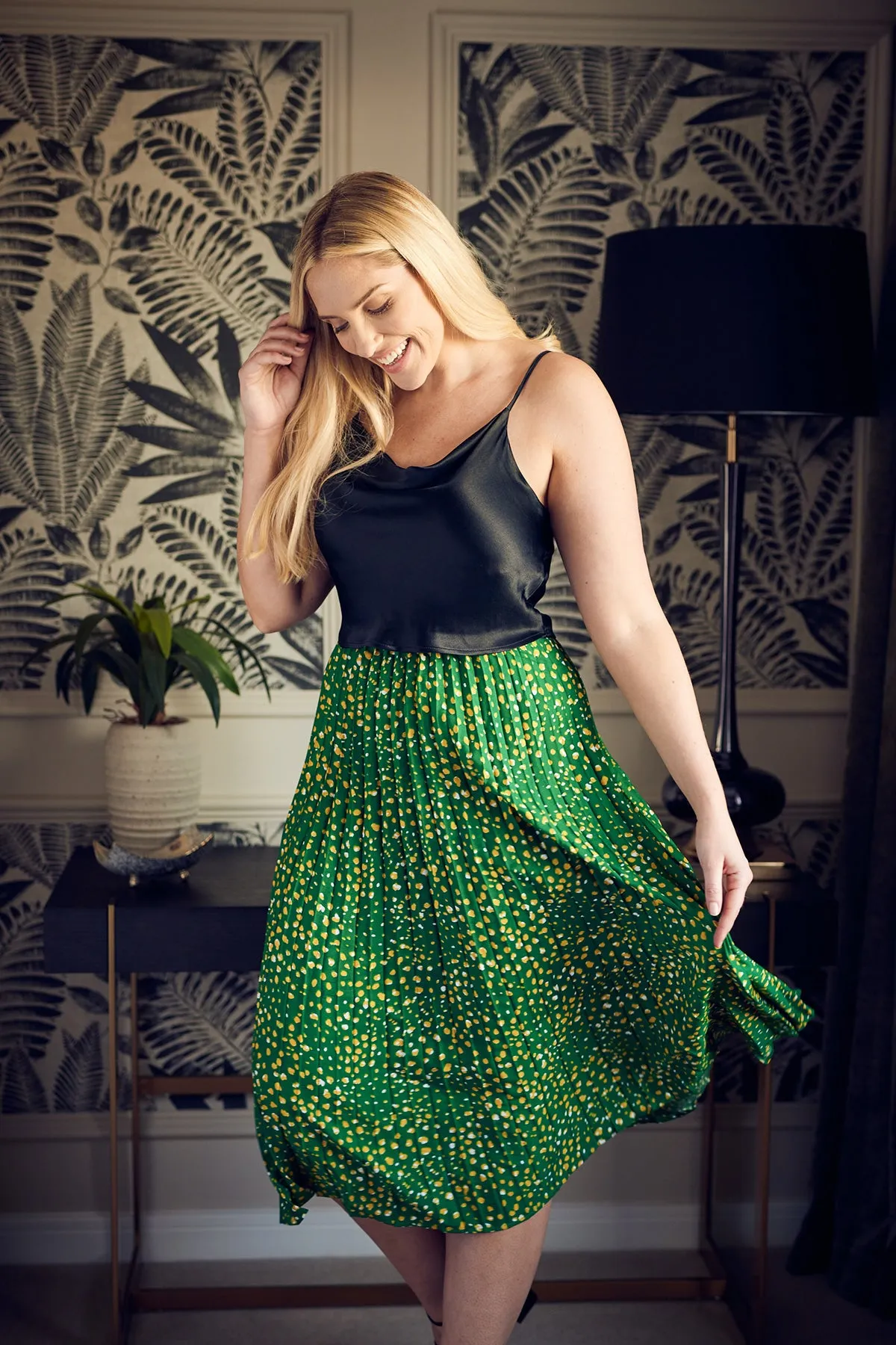 Gill - Pleated Skirt - Green Terrazzo