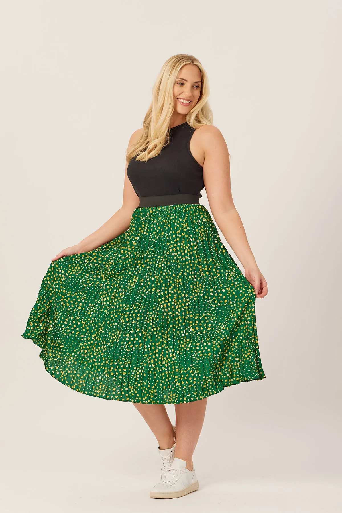 Gill - Pleated Skirt - Green Terrazzo