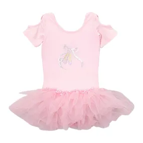 Girls Pink Cut Out Sleeve Ballet Slipper Tutu Dress 12M-10