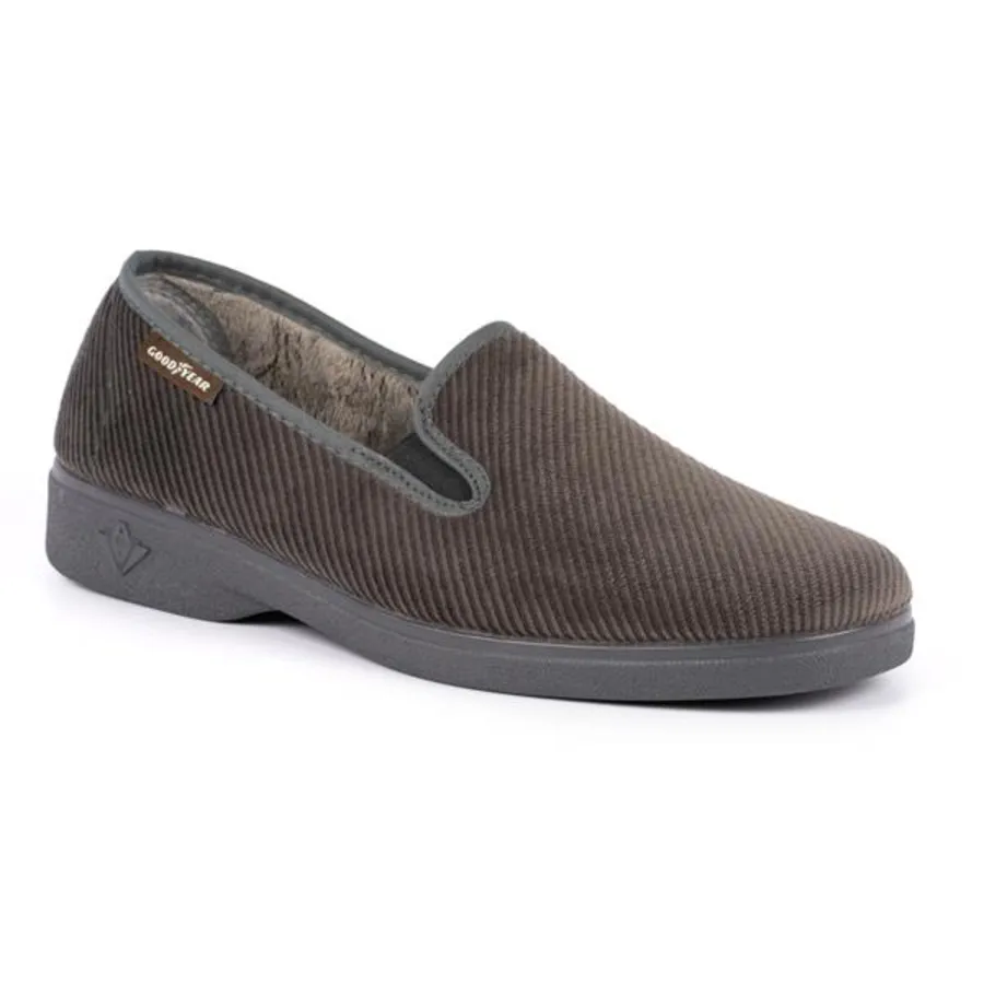 Goodyear Mens Grey Memory Foam Slippers MARSHALL