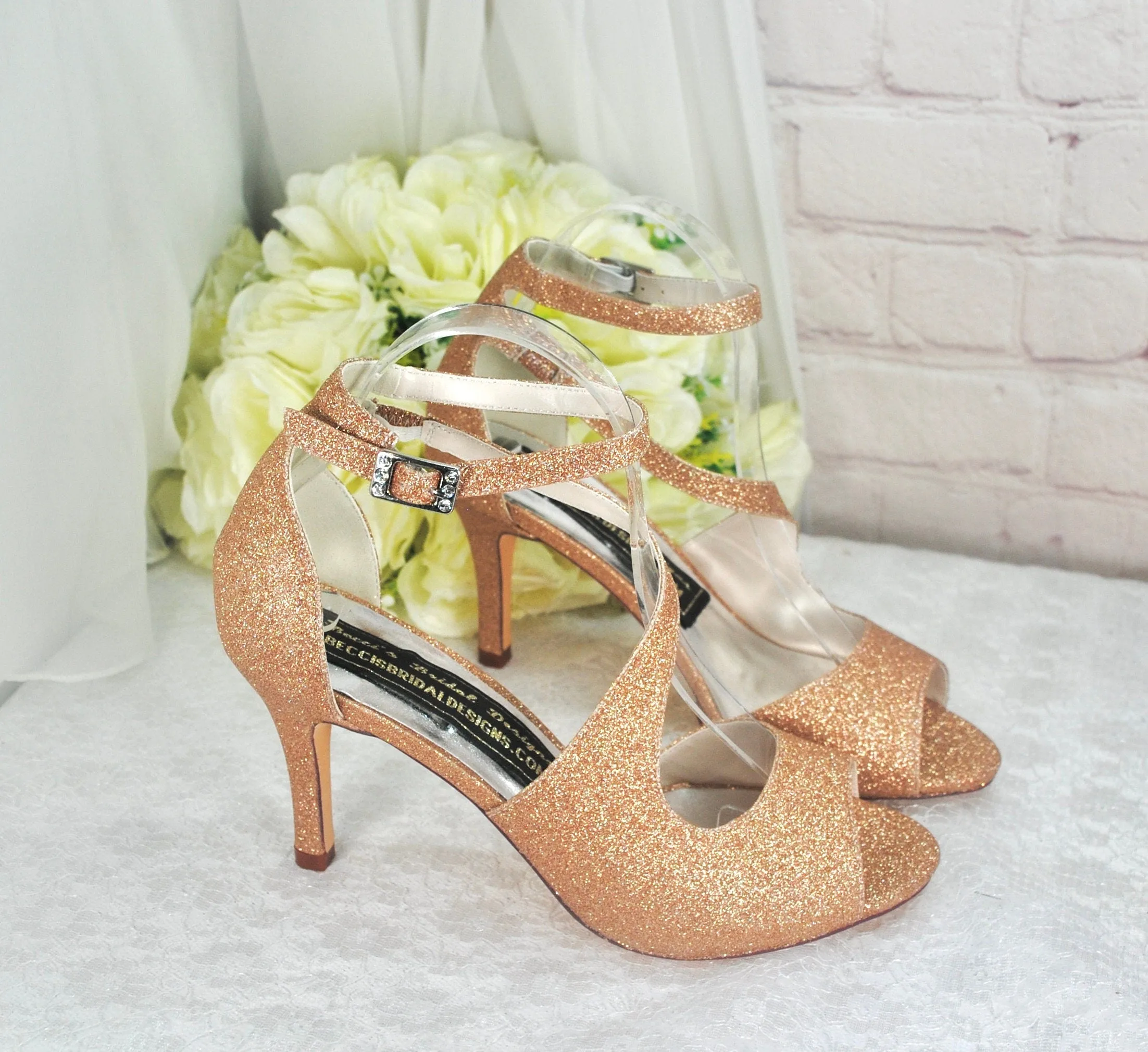 Rose Gold Glitter Sandals  UK5/US7.5