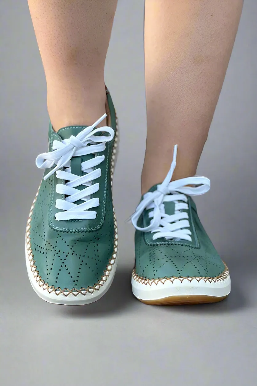 Travel Teal Leather Sneaker
