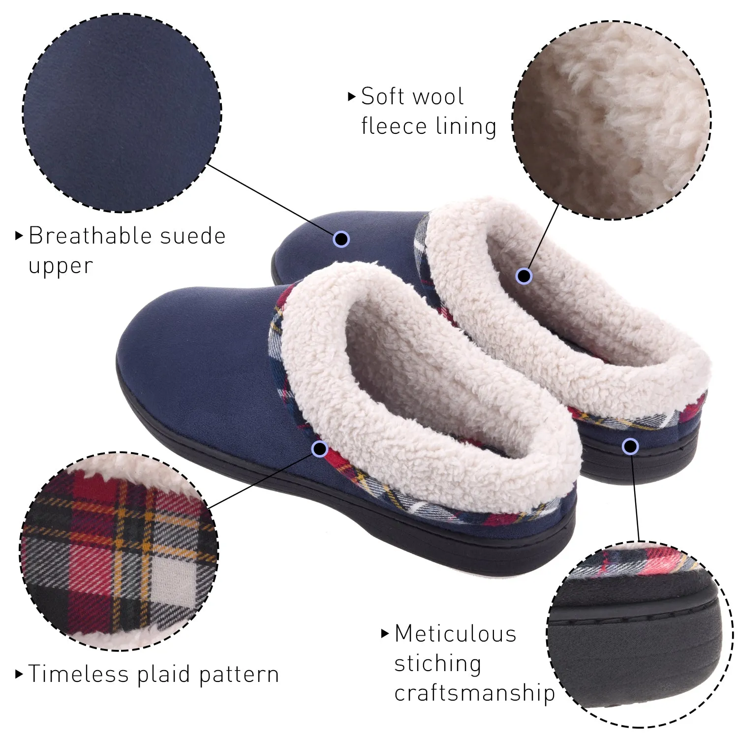 VONMAY Men's Slippers Cozy Memory Foam Breathable Warm Slip on Clogs House Shoes Indoor/Outdoor