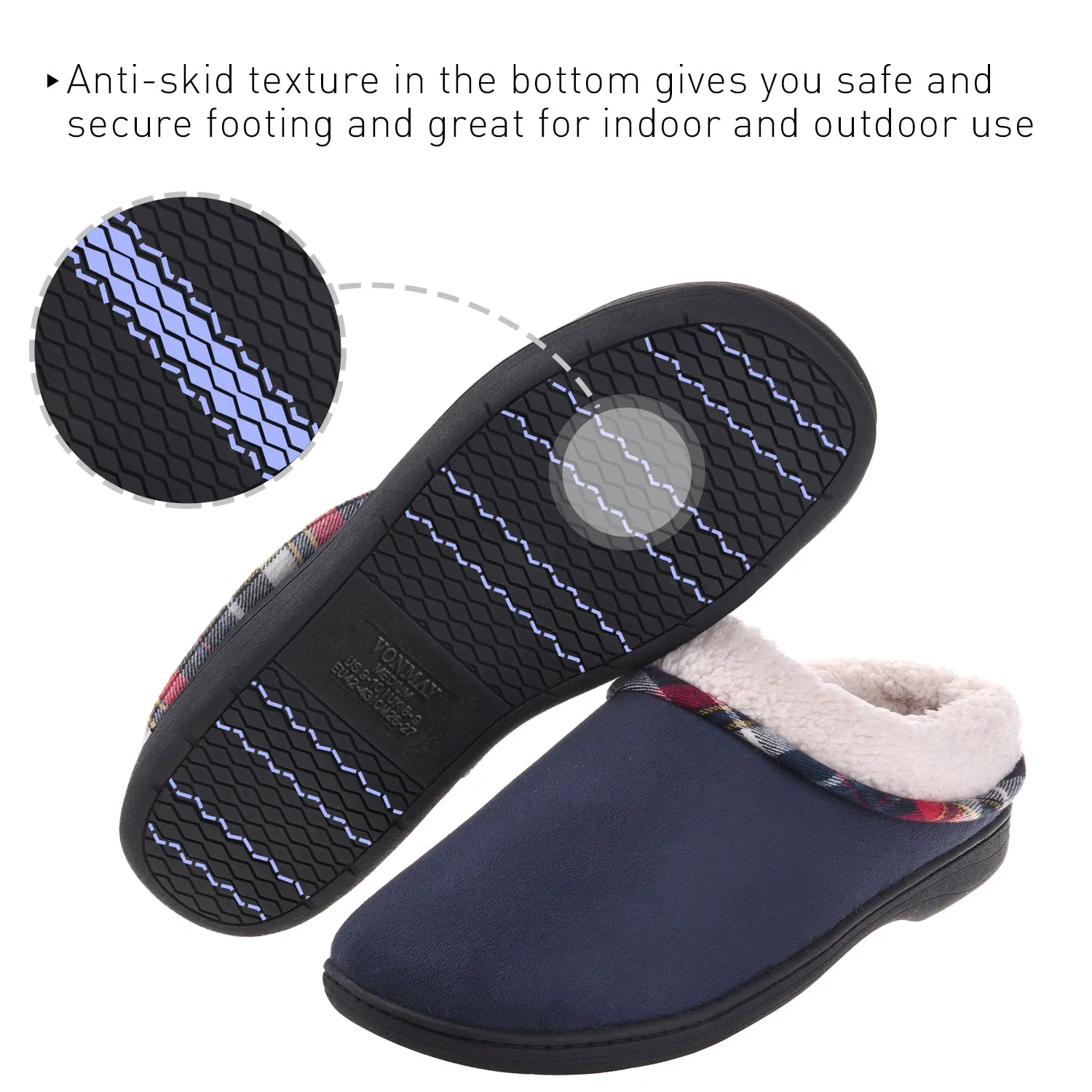 VONMAY Men's Slippers Cozy Memory Foam Breathable Warm Slip on Clogs House Shoes Indoor/Outdoor