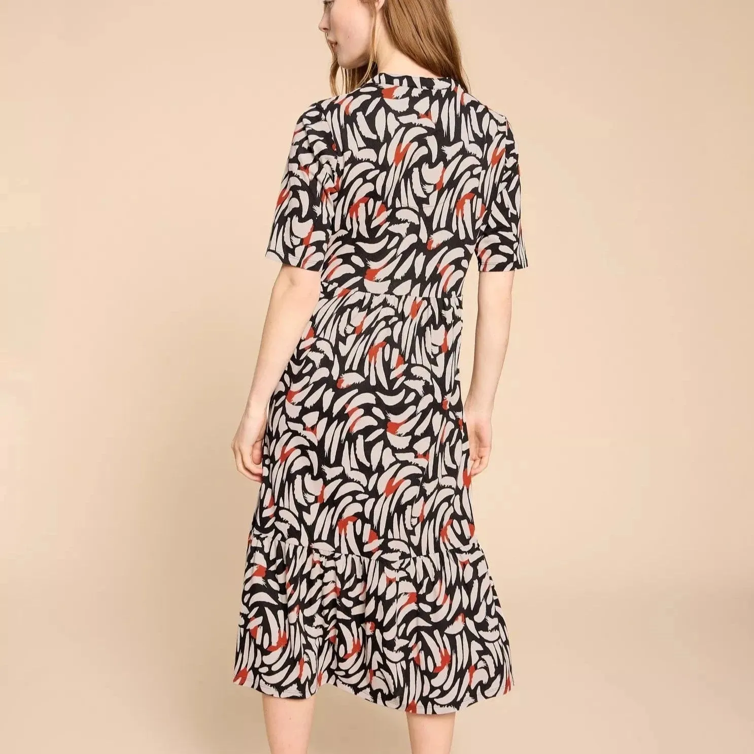 White Stuff Naya Jersey Dress in Black Multi