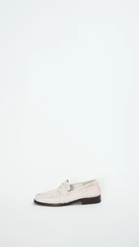 Woven Leather Loafer in Lily White